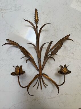 Nora Fenton Tole Sheath of Wheat Candle Wall Sconce